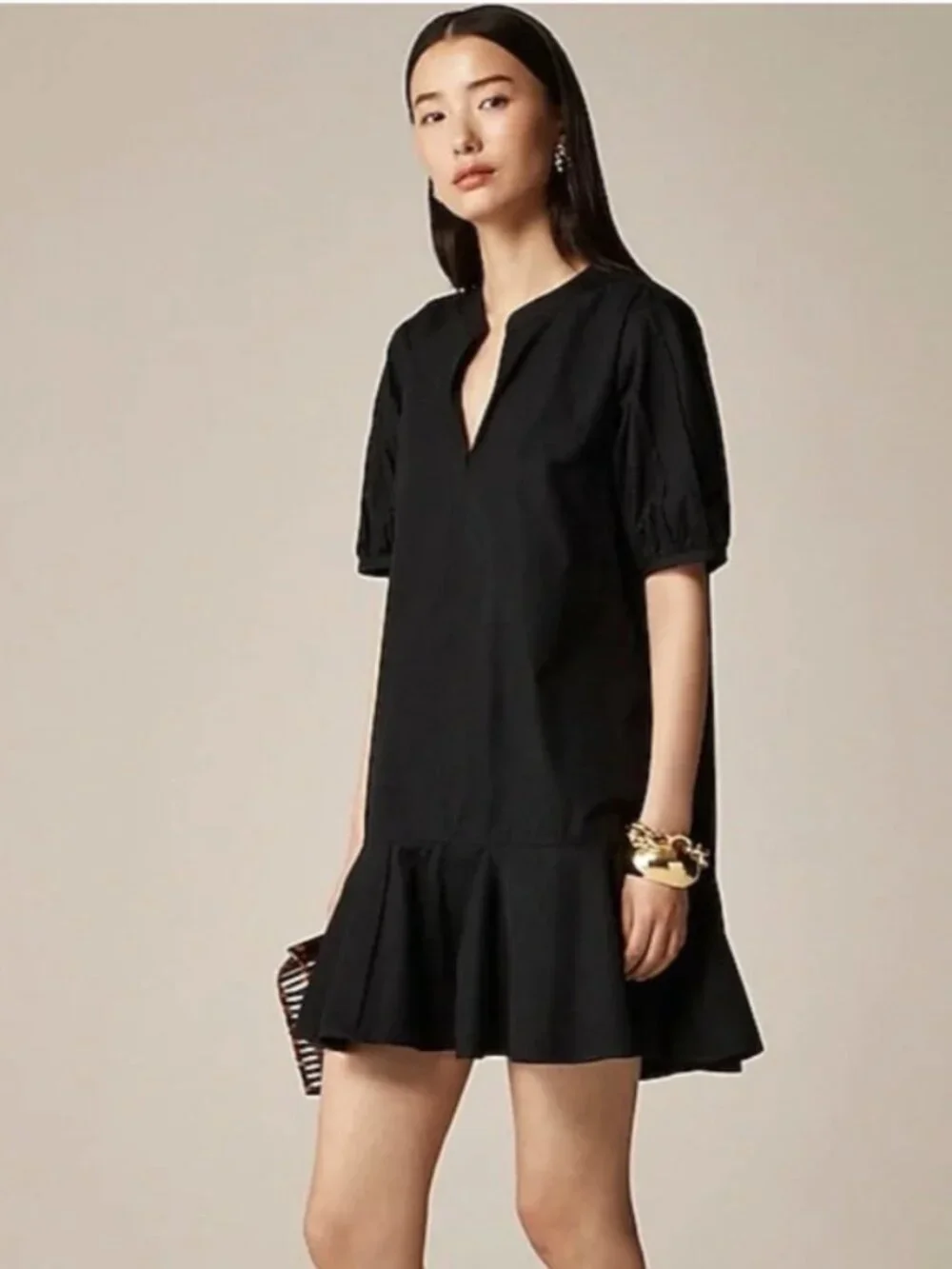 J. Crew Delilah cotton poplin ruffle mini dress-Like New! Medium Petite